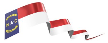 Kuzey Carolina bayrağı - beyaz arkaplanda izole edilmiş dalgalı kurdele - 3D illüstrasyon