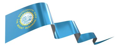 Güney Dakota bayrağı - beyaz arkaplanda izole edilmiş dalgalı kurdele - 3D illüstrasyon