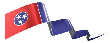 Tennessee bayrağı - beyaz arkaplanda izole edilmiş dalgalı kurdele - 3D illüstrasyon