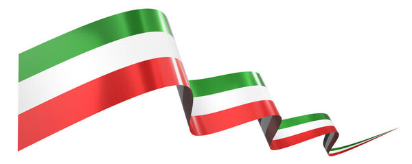 North Rhine-Westphalia flag - wavy ribbon isolated on white background - 3D illustration