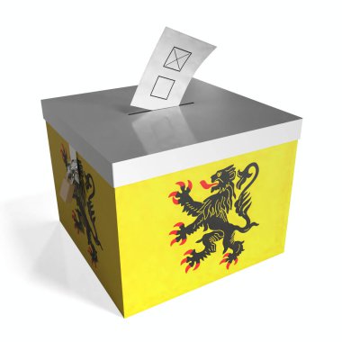 Nord Pas de Calais - bayraklı oy sandığı - 3D illüstrasyon