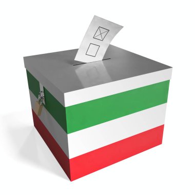 Kuzey Ren-Vestfalya - bayraklı oy sandığı - 3D illüstrasyon