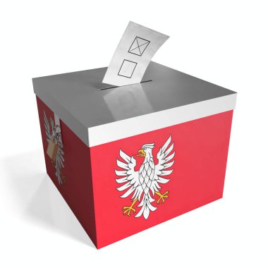 Masovia - bayraklı oy sandığı - 3D illüstrasyon