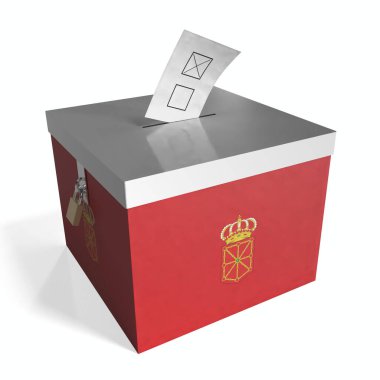 Navarra - bayraklı oy sandığı - 3D illüstrasyon