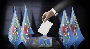 Lazio - bayraklar ve oy sandığı - oy kullanma, seçim konsepti - 3D illüstrasyon