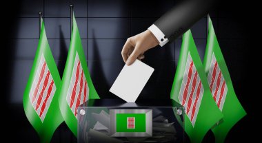 Umbria - bayraklar ve oy sandığı - oy kullanma, seçim konsepti - 3D illüstrasyon