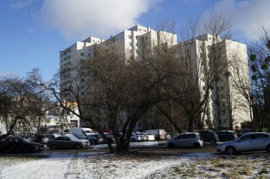 Warsaw, Poland, January 4th 2025 - Communist block of flats buildings clipart