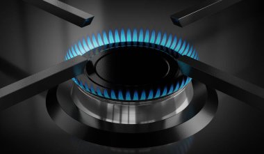 Izgaralı tek propan bütan gazı yakıcı - 3 boyutlu illüstrasyon