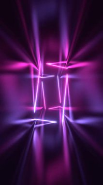 Eğimli neon lambalı tünel - 3d 4k dikey animasyon (2160x3840px)
