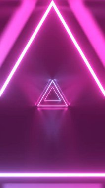 Üçgen neon ışıklı tünel - 3d 4k dikey animasyon (2160x3840px)