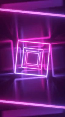 Dönen neon lambalı tünel - 3d 4k dikey animasyon (2160x3840px)