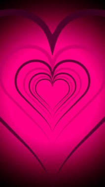 Hareket eden neon kalp şekilli arkaplan - 3d 4k dikey animasyon (2160x3840 px)