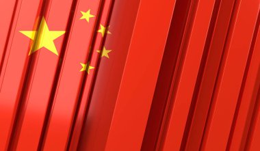 Çin - çizgili geometrik bayrak - 3 boyutlu illüstrasyon