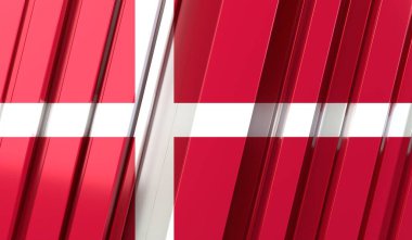 Danimarka - çizgili geometrik bayrak - 3D illüstrasyon