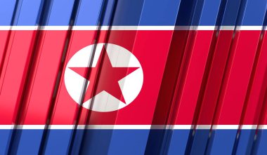 Kuzey Kore - çizgili geometrik bayrak - 3 boyutlu illüstrasyon