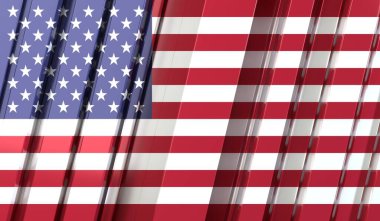 ABD - çizgili geometrik bayrak - 3D illüstrasyon