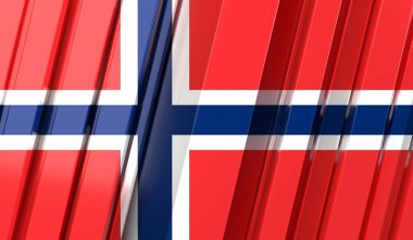 Norveç - çizgili geometrik bayrak - 3D illüstrasyon