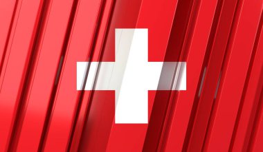 İsviçre - çizgili geometrik bayrak - 3D illüstrasyon