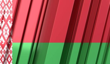 Belarus - çizgili geometrik bayrak - 3D illüstrasyon
