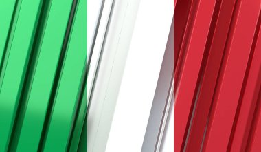 İtalya - çizgili geometrik bayrak - 3D illüstrasyon