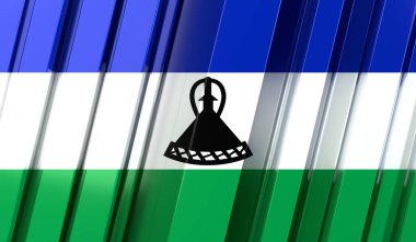 Lesotho - çizgili geometrik bayrak - 3 boyutlu illüstrasyon