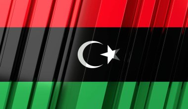 Libya - çizgili geometrik bayrak - 3D illüstrasyon