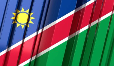 Namibya - çizgili geometrik bayrak - 3 boyutlu illüstrasyon