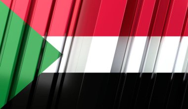Sudan - çizgili geometrik bayrak - 3 boyutlu illüstrasyon