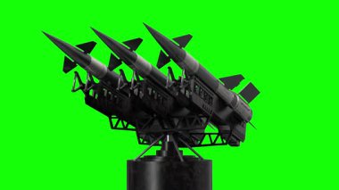 Üç füze fırlatıcıda, yeşil arka plan - 3840x2160px (3840x2160px)