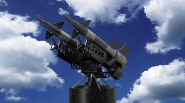 Füze fırlatıcıda iki füze, arka planda gökyüzü - 3840x2160px)