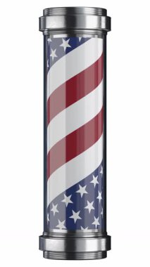 Dönen klasik berber direği yeşil arka planda izole edildi - 3D 4k animasyon (2160 x 3840 px)