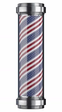 Dönen klasik berber direği yeşil arka planda izole edildi - 3D 4k animasyon (2160 x 3840 px)