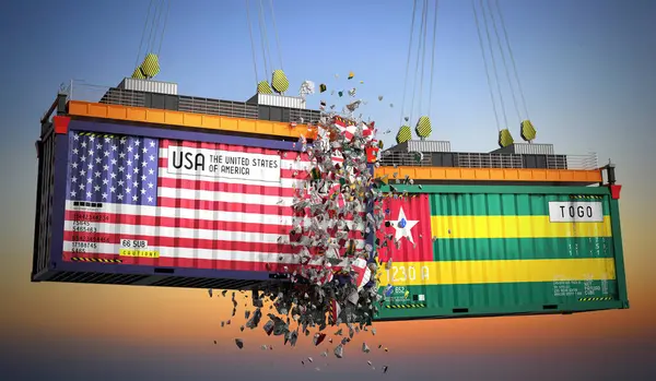 ABD ve Togo bayraklı kargo konteynerleri - 3 boyutlu illüstrasyon