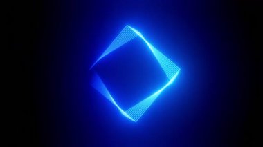 Dönen kare şekilli tünel mavi ve turuncu neon ışıkları - 3840x2160px)