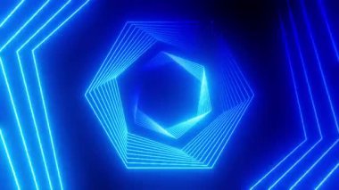 Altıgen şekilli mavi ışıklı tünel - 3840x2160px)