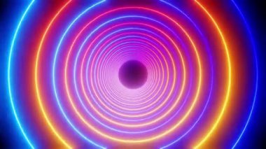 Dairesel mavi ve turuncu neon ışıklı tünel - 3840x2160px)