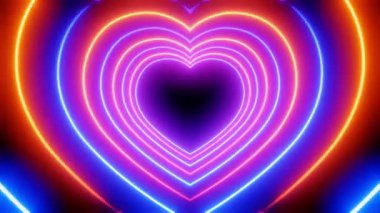 Kalp şeklinde mavi ve turuncu neon ışıklı tünel - 3840x2160px)