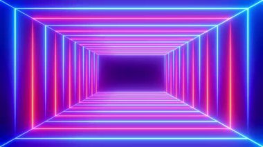 Dikdörtgen mavi ve turuncu neon ışıklı tünel - 3840x2160px)