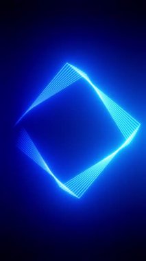 Dönen kare şekilli tünel mavi ve turuncu neon ışıkları - 3D 4k dikey animasyon (2160 x 3840 px)