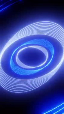 Oval şekilli mavi ışıklı tünel - 3D 4k dikey animasyon (2160 x 3840 px)