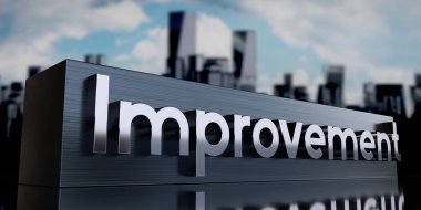 Geliştirme - Metal küboid ve gökdelenler - 3D illüstrasyon