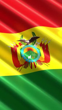 Bolivya - dikey bayrak - dikey döngü 3D 4k animasyon (2160 x 3840 px)