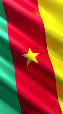 Kamerun - dikey bayrak - dikey döngü 3D 4k animasyon (2160 x 3840 px)