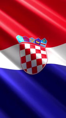 Hırvatistan - dikey bayrak - pürüzsüz döngü 3D 4k animasyon (2160 x 3840 px)