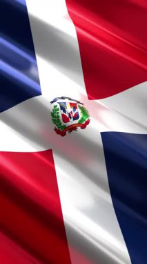 Dominik Cumhuriyeti - dikey bayrak - dikey döngü 3D 4k animasyon (2160 x 3840 px)