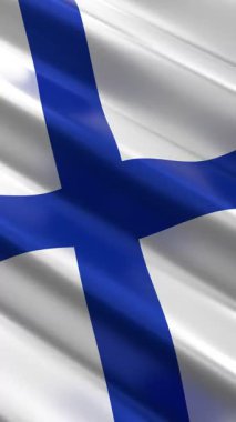 Finlandiya - dikey bayrak - dikey döngü 3D 4k animasyon (2160 x 3840 px)