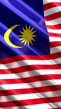 Malezya - dikey bayrak - pürüzsüz döngü 3D 4k animasyon (2160 x 3840 px)