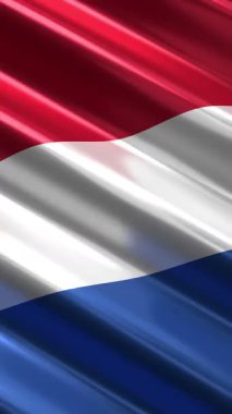 Hollanda - dikey bayrak - dikey döngü 3D 4k animasyon (2160 x 3840 px)