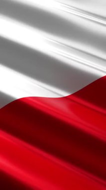 Polonya - dikey bayrak - dikey döngü 3D 4k animasyon (2160 x 3840 px)