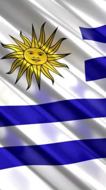 Uruguay - dikey bayrak - dikey döngü 3D 4k animasyon (2160 x 3840 px)